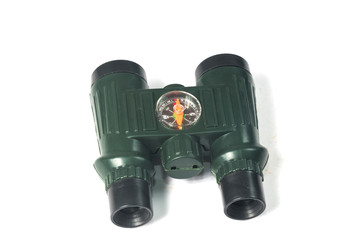 binoculars with compass isolated on white
