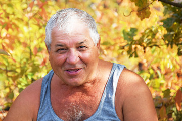 Mature caucasian man laughing