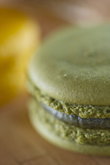 Colorful macaroon on wooden table