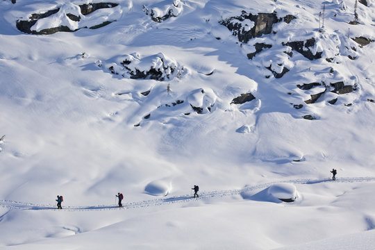 Ski tourers at Roger's Pass, Glacier National Park, Canada