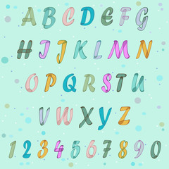 Watercolor colorful artistic alphabet