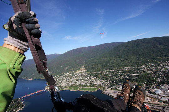 Paragliding above Nelson BC, Canada