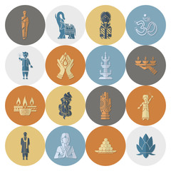 Diwali. Indian Festival Icons