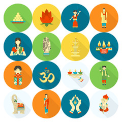 Fototapeta na wymiar Diwali. Indian Festival Icons