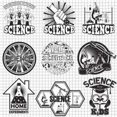 Science vector labels design. Home experiment and science for kids

