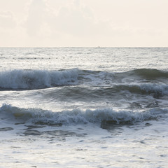 beautiful sea with clear sky and with cloud horizon background