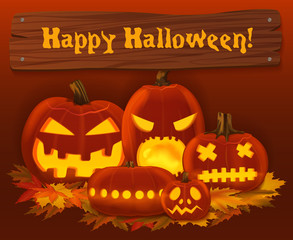 Halloween pumpkin vector background. Scary horror design poster design.