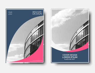 annual report cover, brochure template. Pink and blue flyer layout
