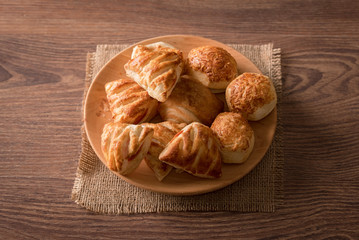 Cookies on the wooden plate