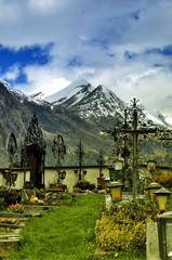 Bergsteigerfriedhof Heiligenblut mit Großglockner