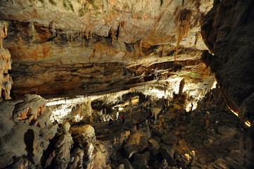 Stalactites and stalagmites inside the Postojna cave (Postojna Jama), Slovenia 