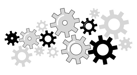 Icon mechanism of gears. Vector Line flat