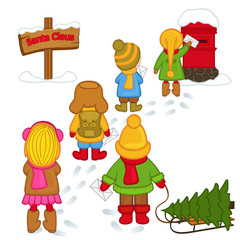 children send letters to Santa Claus - vector illustration, eps