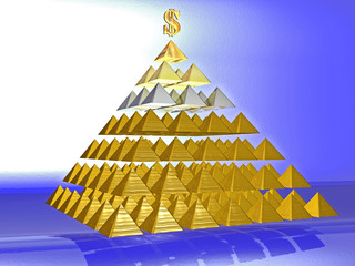 Alluring deceptive pyramid topped by a golden dollar