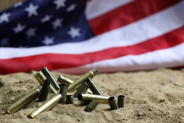 bullet and usa flag in the sand war