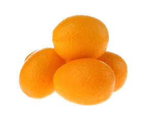 Ripe orange kumquats isolated on white