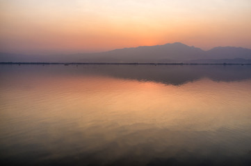 Lake sunset in Thailand.