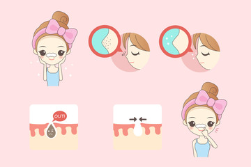 cartoon woman do facial care