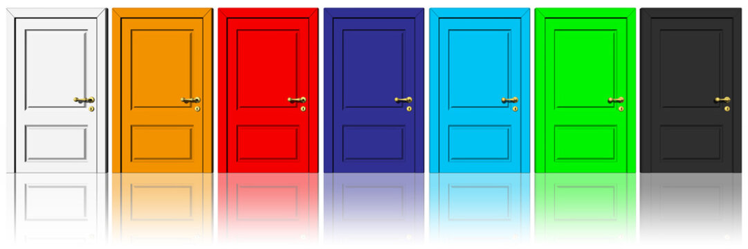 Porte chiuse colorate. Concetto possibilit&agrave; di scelta.