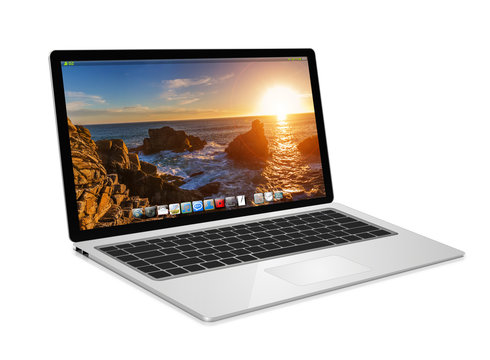 Modern laptop on white background 3D rendering