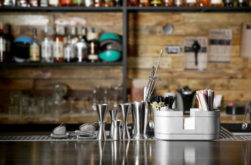 Bar counter in modern cafe