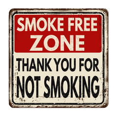 Smoke free zone.Thank you for not smoking vintage metal sign