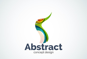 Abstract wave logo template, smooth motion concept