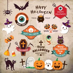 Fototapeta premium Happy Halloween design elements. Halloween design elements, logos, badges, labels, icons and objects.