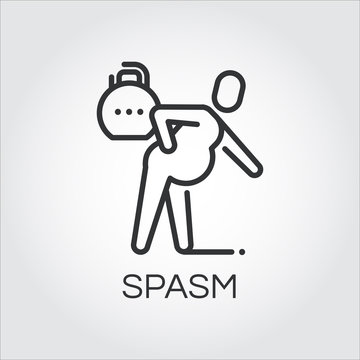 Man with spasm in pain. Line simplicity icon