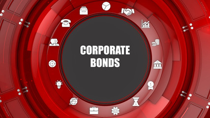 Corporate Bonds concept image with business icons and copyspace.