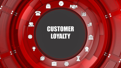 Naklejka premium Customer loyalty concept image with business icons and copyspace.