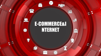 E-commerce&internet shopping concept image with business icons and copyspace.