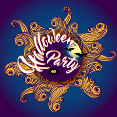 Happy Halloween Party Lettering with Spooky Background