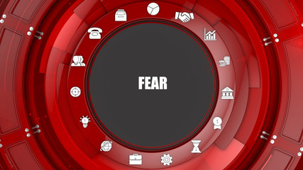 Fear concept image with business icons and copyspace