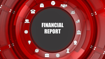 Financial report concept image with business icons and copyspace.