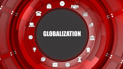 Globalization concept image with business icons and copyspace