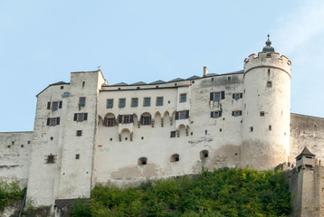 Fototapeta na wymiar Main portion of the mighty 1077 era Salzburg Castle
