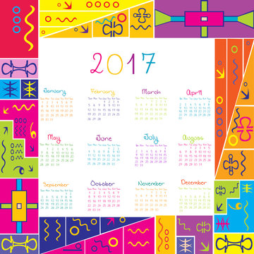 2017 frame calendar with ethnic motifs