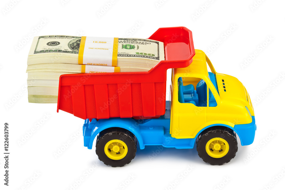 Wall mural toy truck with money