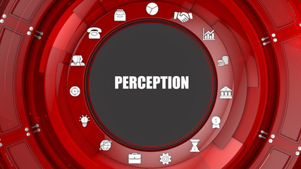 Perception concept image with business icons and copyspace