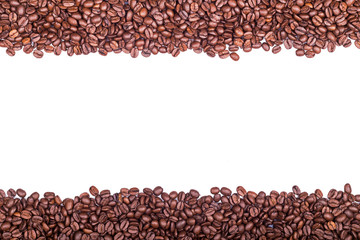 Roasted coffee beans isolated on white background (horizontal)