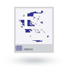 Obraz na płótnie Canvas Map of Greece with national flag.