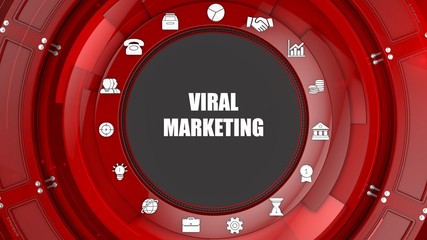 Viral marketing concept image with business icons and copyspace.