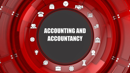 Accounting and accountancy concept image with business icons and copyspace.