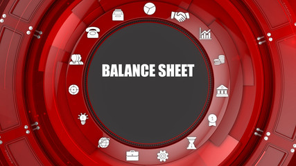 Balance sheet  concept image with business icons and copyspace.