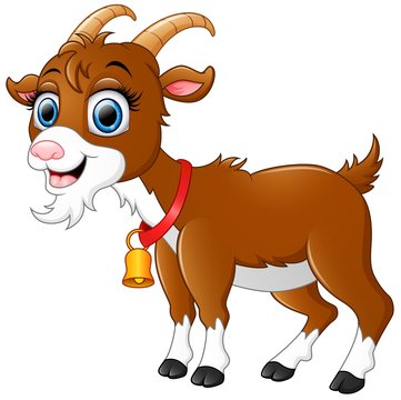 Cute brown goat cartoon 