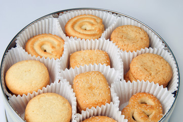 cookies in a round tin box
