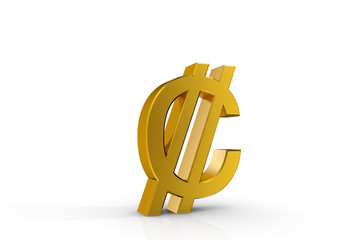 3d illustration currency sign of C