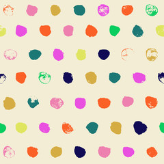 Abstract vector painted color dots seamless background. Grunge texture