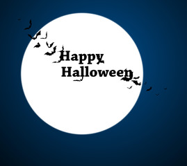 Moon with bats - Halloween design. Horror background with holiday text.